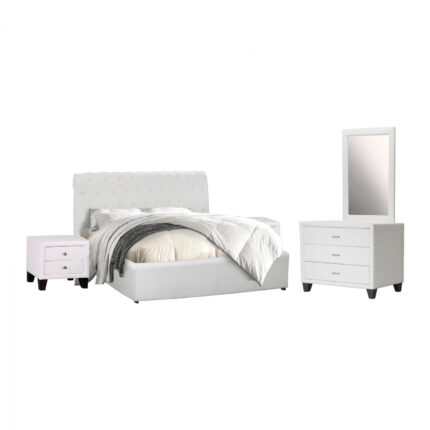 Set Bedroom 4 pieces Chesterfield White HM11268.02