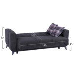 HM11753 sofa-bed set KRISTINA, 2-seater and 3-seater, charcoal grey