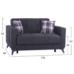 HM11753 sofa-bed set KRISTINA, 2-seater and 3-seater, charcoal grey