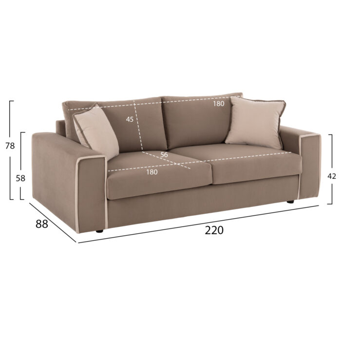 SOFA 2PCS SET FABRIC UNSTAINED AND WATER REPELLANT BROWNISH BEIGE HM3235.03