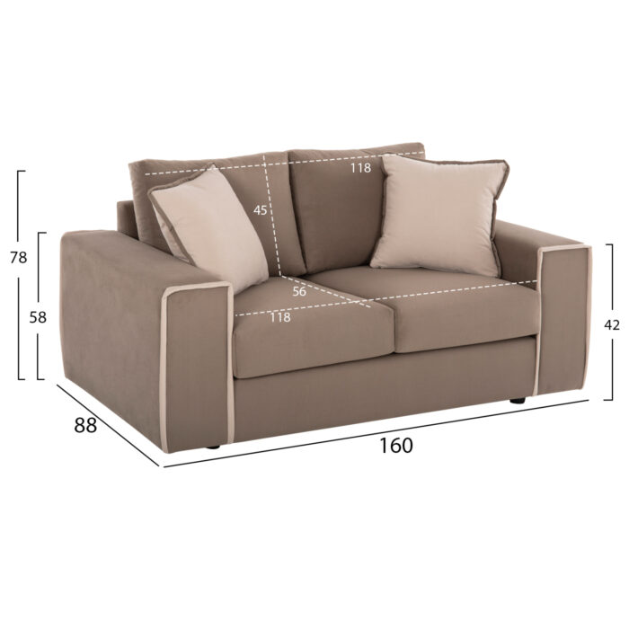 SOFA 2PCS SET FABRIC UNSTAINED AND WATER REPELLANT BROWNISH BEIGE HM3235.03