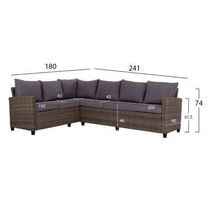 OUTDOOR LOUNGE SET TRANQUILITY HM5895.01 5PCS WITH 2 STOOLS AND TABLE IN GREY