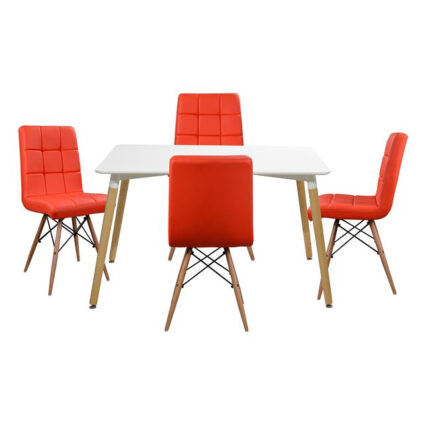 Set Dining table 5pieces Minimal 120x80 -Rosa Red HM10077.04