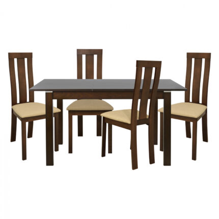 Set Dining Table 5 pieces Table 120+30Χ80Χ75 cm Opened & 4 Chairs HM10050