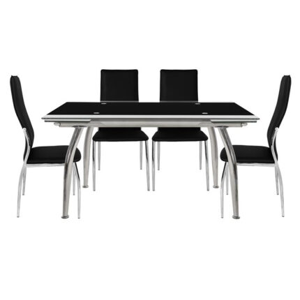 Set dining table 5 pieces Table Loca 170x80- Kim Black HM10012.02