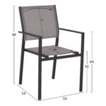 OUTDOOR DINING SET HM11791 3PCS SQUARE ALUMINUM POLYWOOD TABLE & METAL ARMCHAIRS TEXTLINE GREY