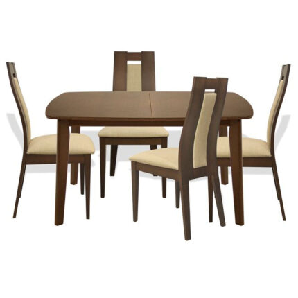 Set Dining table 5 pieces Opening & chair Walnut color HM10093