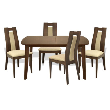 Set Dining table 5 pieces Opening & chair Walnut color HM10093