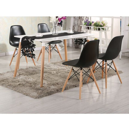 Set Dining Table 5 pieces with Table Minimal & chair Twist HM10192 120x80x73 cm