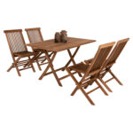 OUTDOOR DINING SET 5PCS KENDALL HM11955 SOLID TEAK WOOD IN NATURAL COLOR