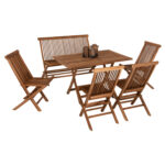 OUTDOOR DINING SET 6PCS KENDALL HM11954 SOLID TEAK WOOD IN NATURAL COLOR