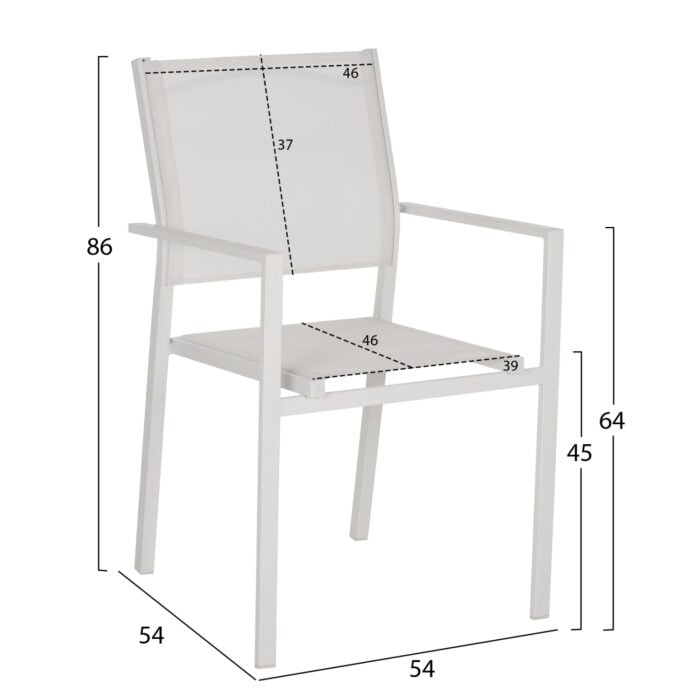 OUTDOOR DINING SET 3PCS HM11830 ALUMINUM SQUARE TABLE AND METAL ARMCHAIRS IN WHITE
