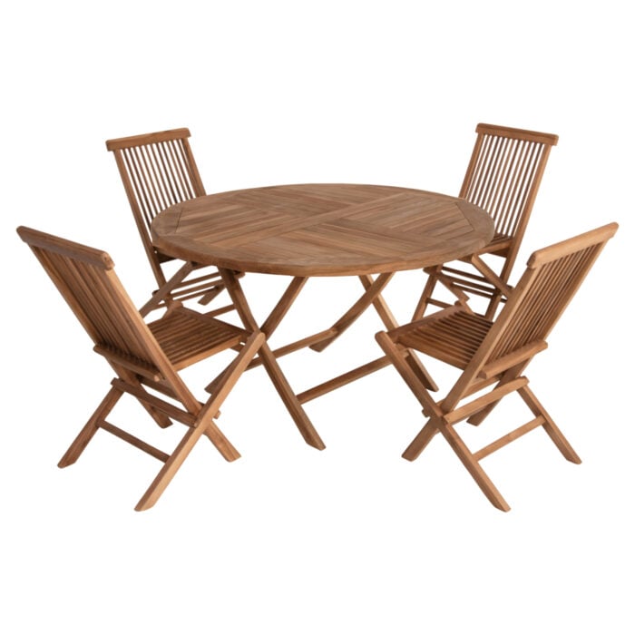 OUTDOOR DINING SET 5PCS KENDALL HM11956 SOLID TEAK WOOD IN NATURAL COLOR