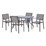 OUTDOOR DINING SET 5PCS IN GREY COLOR HM11763