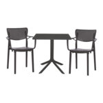 OUTDOOR DINING SET HM11872 3PCS POLYPROPYLENE IN ANTHRACITE COLOR