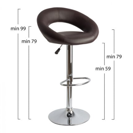 Bar Stool Rea HM203.03 with gas lift and brownPU  54x40x99cm