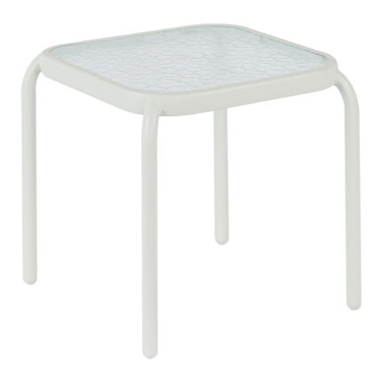 OUTDOOR SIDE TABLE SQUARE DIDO HM5975.02 METAL IN WHITE-GLASS 41x41x43Hcm.