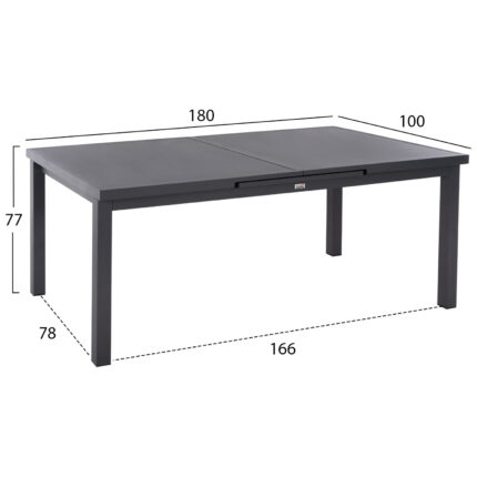 DINING ALUMINUM TABLE KRINTER HM6062.03 ANTHRACITE- EXPANDABLE 240/180Χ100Χ77Hcm