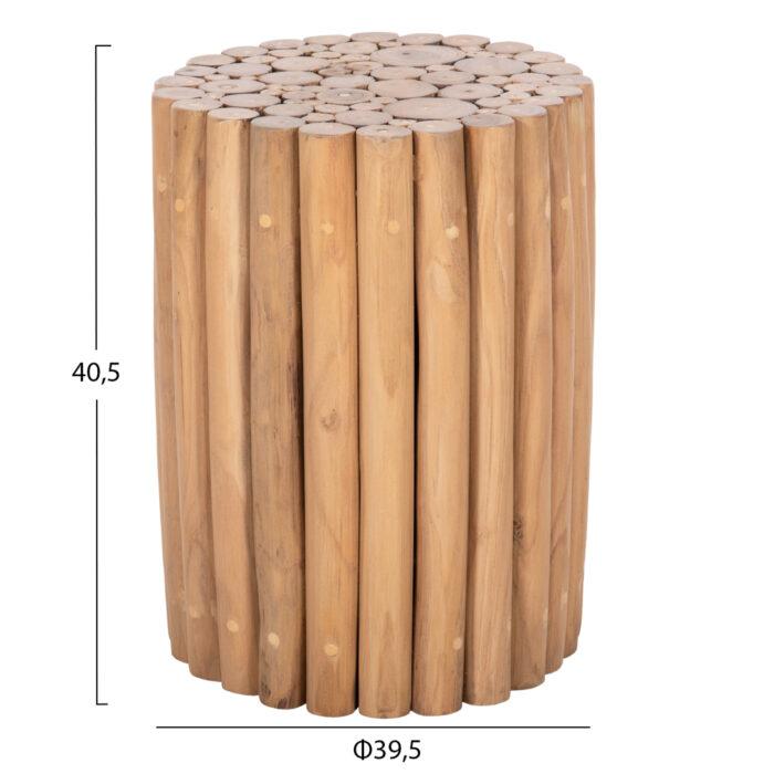 SIDE TABLE ROUND COOTER HM9866 TEAK BRANCHES IN NATURAL COLOR Φ29,5x40,5Hcm.