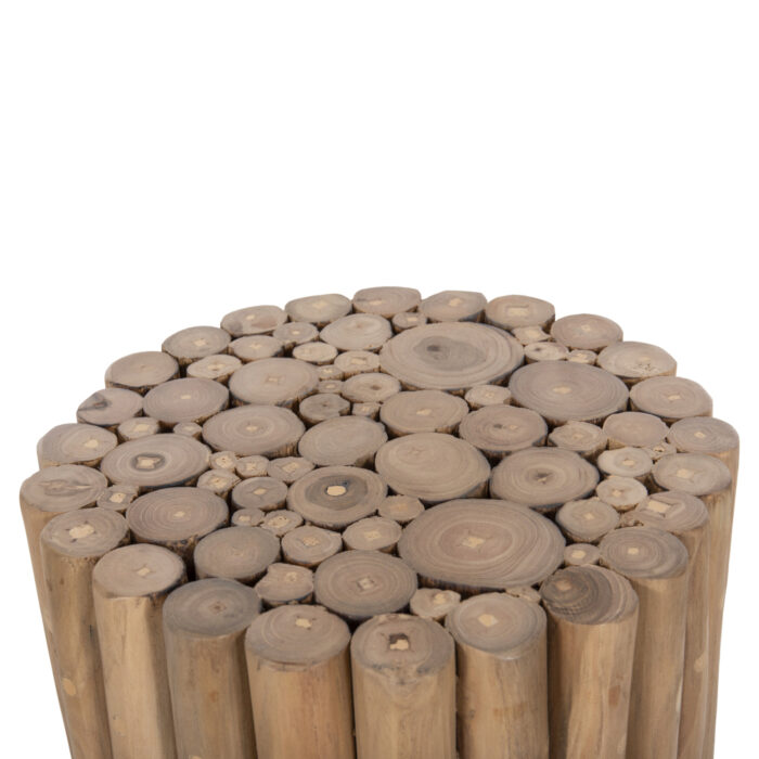 trapezi boithitiko stroggylo fb99866 kla 4 1 SIDE TABLE ROUND COOTER HM9866 TEAK BRANCHES IN NATURAL COLOR Φ29,5x40,5Hcm.