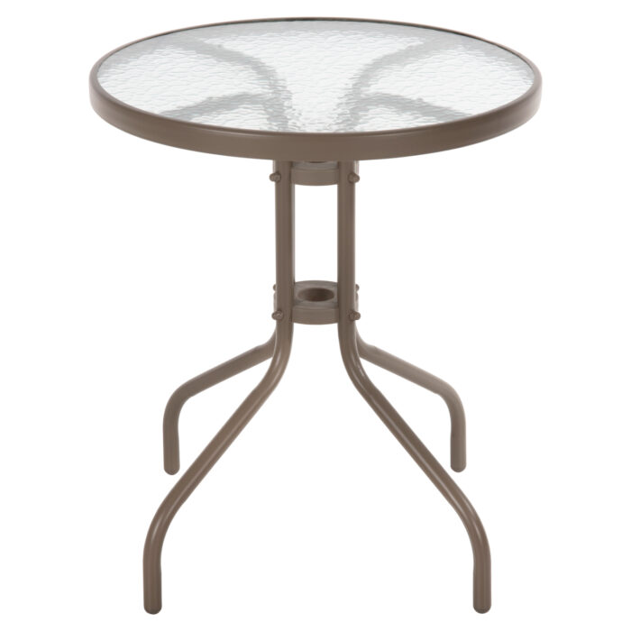 OUTDOOR ROUND TABLE LIMA HM5079.04 METAL IN CHAMPAGNE COLOR-GLASS TABLETOP Φ60x70Hcm