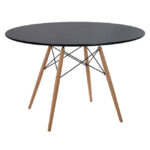DINING TABLE ROUND MINIMAL HM8454.02 MDF IN BLACK COLOR-BEECH WOOD LEGS IN NATURAL Φ120Χ74Hcm.