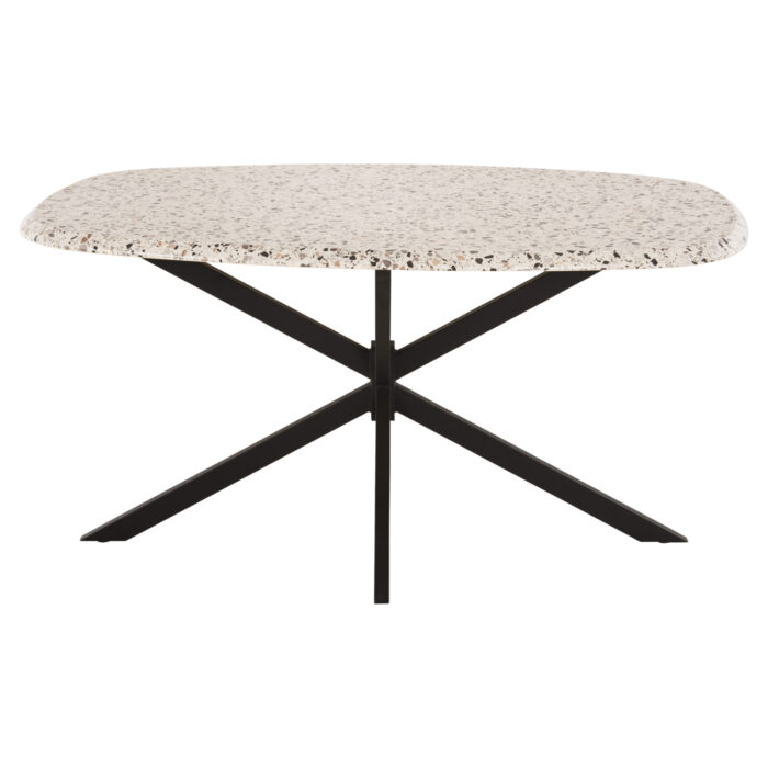 DINING TABLE OVAL RODDEN HM11903.03 WERZALIT TABLETOP IN TERRAZZO COLOR-BLACK METAL BASE 146x94x75Hcm.