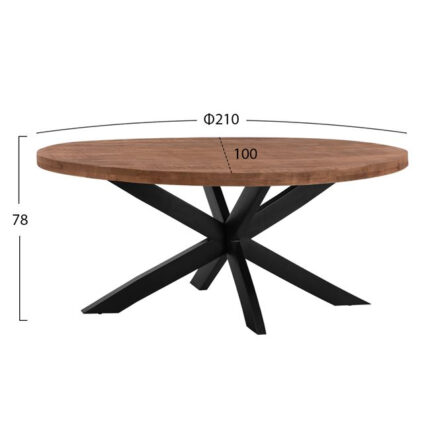 Dining Table Oval HM8483 Solid Mango Wood 210Χ100Χ78