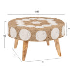 COFFEE TABLE ROUND HM7825 TEAK WOOD AND SEAGRASS TOP IN NATURAL & WHITE Φ81x45Hcm.