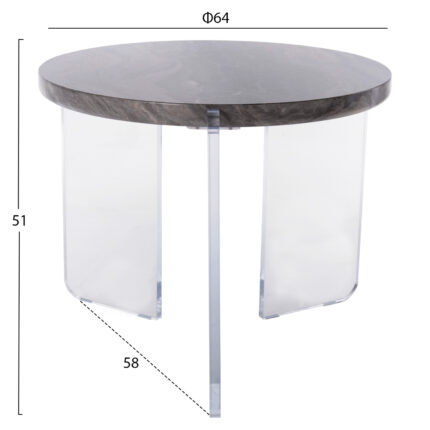 COFFEE TABLE ACRYCON HM9780.01 MDF WITH WATER REPELLANT TOP-ACRYLIC LEGS Φ64x51Hcm.