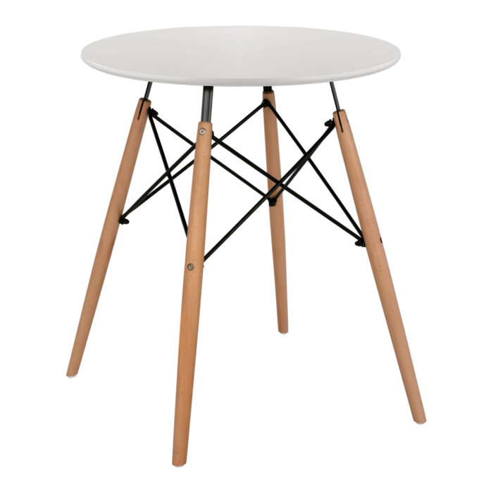 DINING TABLE ROUND MINMAL HM0060.01 MDF IN WHITE COLOR-BEECH WOOD LEGS IN NATURAL COLOR Φ60Χ72Hcm.