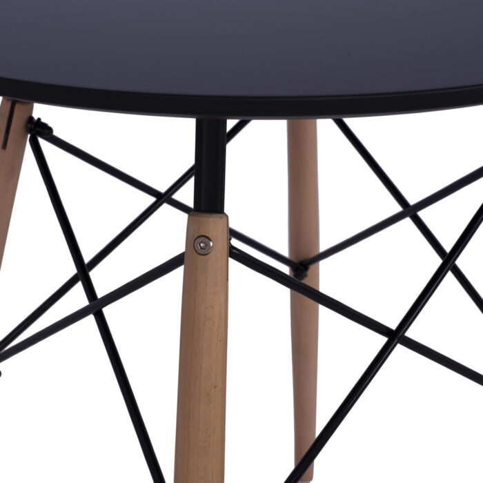 trapezi stroggylo fb9006002 mayro chroma 4 1 Dining Table Round Minimal Hm0060.02 Mdf In Black Color-beech Wood Legs In Natural Color Φ60Χ72hcm.