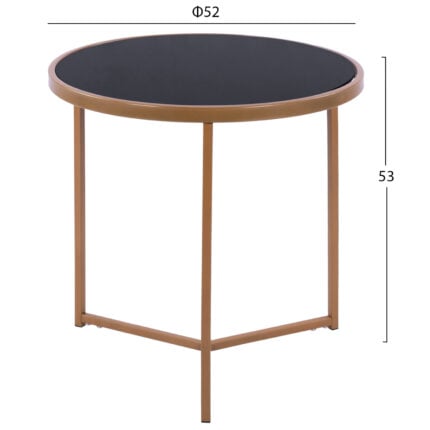 Table Francesco HM8696 with glass surface and metallic gold matte frame