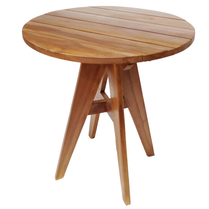 OUTDOOR ROUND TABLE LEO HM9917 SOLID TEAK WOOD IN NATURAL Φ70x75Hcm.