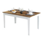 DINING TABLE HM9507.07 MELAMINE WHITE-WALNUT WITH STORAGE SPACE 145x88x75Hcm.