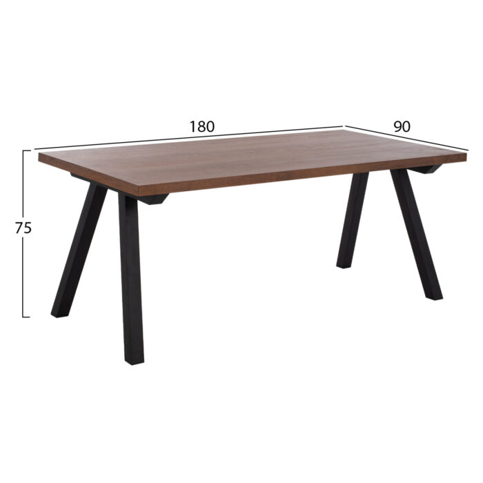 DINING TABLE HM9305.02 MDF TOP WALNUT VENEER METAL LEGS 180X90X75H
