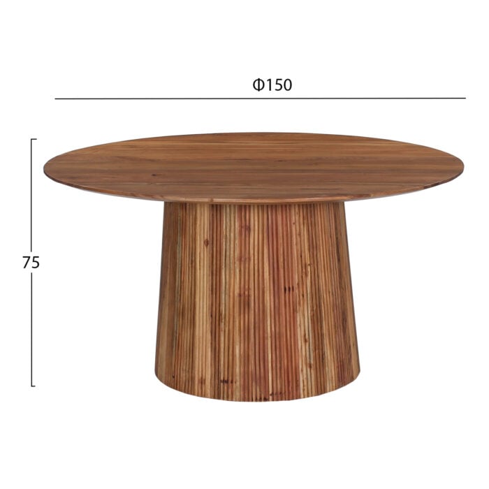 DINING TABLE ROUND GROOT HM9685 SOLID ACACIA WOOD IN NATURAL Φ150x76Hcm.
