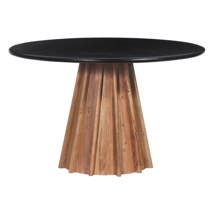 DINING TABLE ROUND DRAXX HM9687 SOLID ACACIA WOOD-BLACK MARBLE TOP Φ120x76Hcm.