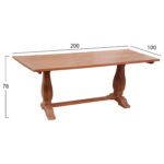 DINING TABLE TEAK WOOD CARVED LEGS 200x100x78Hcm.HM9463.01