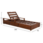 HEAVY DUTY SUNBED MAKEDONIA PINE WOOD WITH IMPREGNATION IN WALNUT COLOR 200x92x23,5-73Hcm.