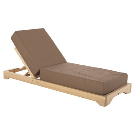 BEACH LOUNGER LOW IKARIA HM10623.04 PINE WOOD IN NATURAL COLOR-MOCHA TEXTILENE-CUSHION 20cm THICK