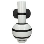 Vase Stripes Fine Earthenware White 22x22x42cm