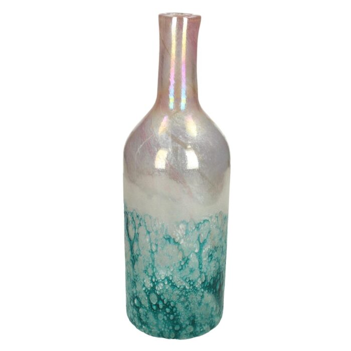 Vase Glass Turquoise 12x12x36cm