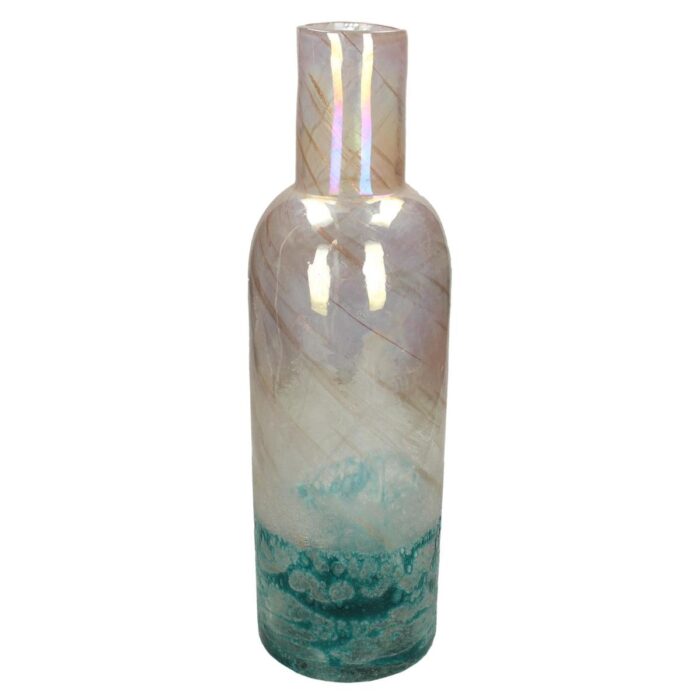 Vase Glass Turquoise 13x13x42cm