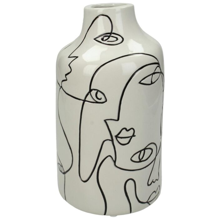 Vase Faces Dolomite White 11.4x11.4x20.7cm