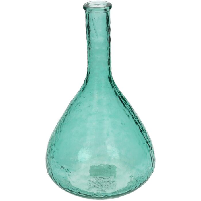 Vase Recycled Glass Petrol 15.2x15.2x25.4cm