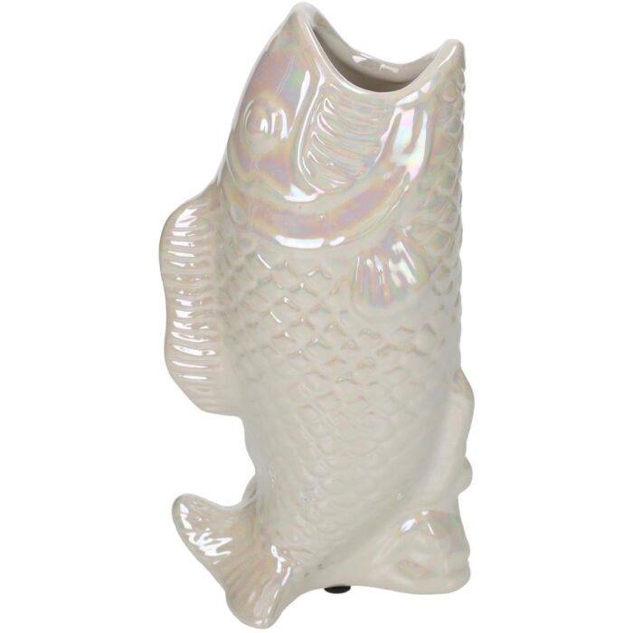 Vase Fish Fine Earthenware Ivory 11.5x7x21.5cm