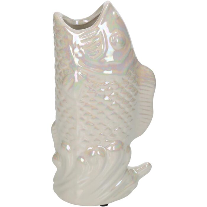 Vase Fish Fine Earthenware Ivory 11.5x7x21.5cm