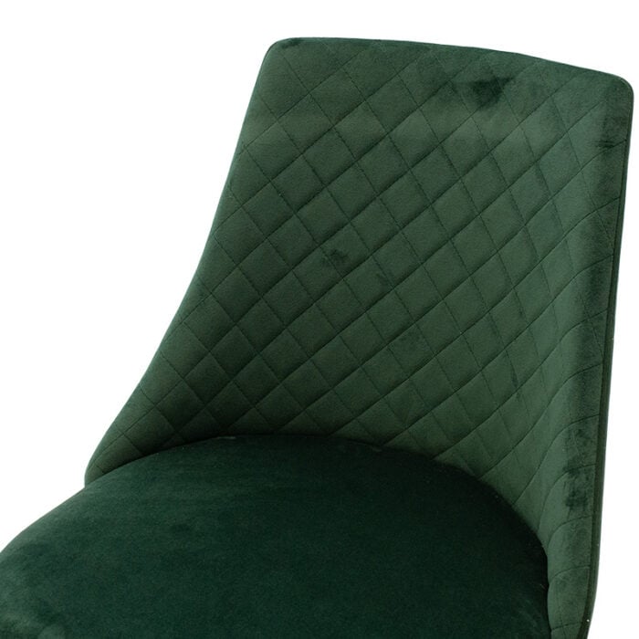 096 000020 4 Καρέκλα Giselle Homepaketo βελούδο σκούρο πράσινο-μαύρο πόδι