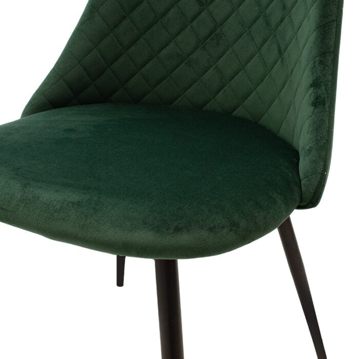 096 000020 5 Καρέκλα Giselle Homepaketo βελούδο σκούρο πράσινο-μαύρο πόδι